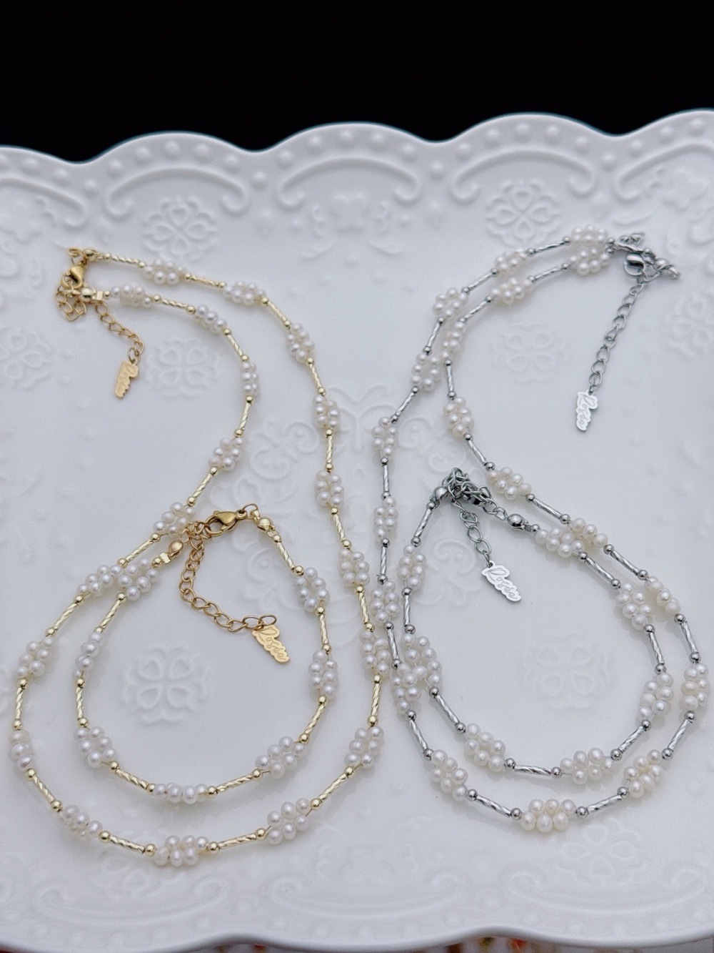 26X433 Handmade Freshwater Baby Pearl Dainty Necklace Bracelet Set 2-3mm